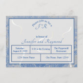 ブルー&グレイ大理石モノグラメドのリハーサルディナー エンクロージャーカード (正面)