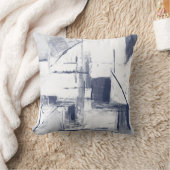 ブルー/グレーとホワイトの抽象芸術用の枕 クッション (ブランケット)