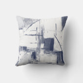 ブルー/グレーとホワイトの抽象芸術用の枕 クッション (裏面)