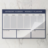 ブルー&グレーウィークリープランナー ペーパーパッド (折り畳み)