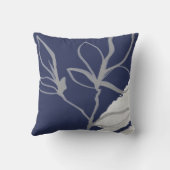 ブルー&グレーウォーターカラーリーフデザイン装飾用クッション クッション (裏面)