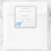 ブルー&グレーエレファントピンスライブブックプレート スクエアシール (バッグ)