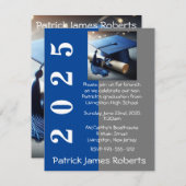 ブルー&グレーキャップデザイン卒業招待状 招待状 (正面/裏面)