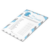 ブルー&グレーシェブロンエレファントベビーワードゲーム2 ノートパッド (アングル)