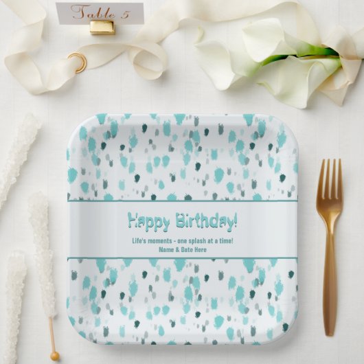 ブルー&グレーシェード、抽象芸術ファインアートス絵を描プ ペーパープレート (ウェディング)