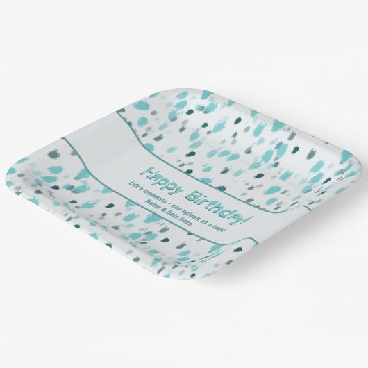 ブルー&グレーシェード、抽象芸術ファインアートス絵を描プ ペーパープレート (傾斜あり)