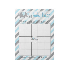 ブルー&グレーストライプベビーゾウ |ビンゴ ノートパッド