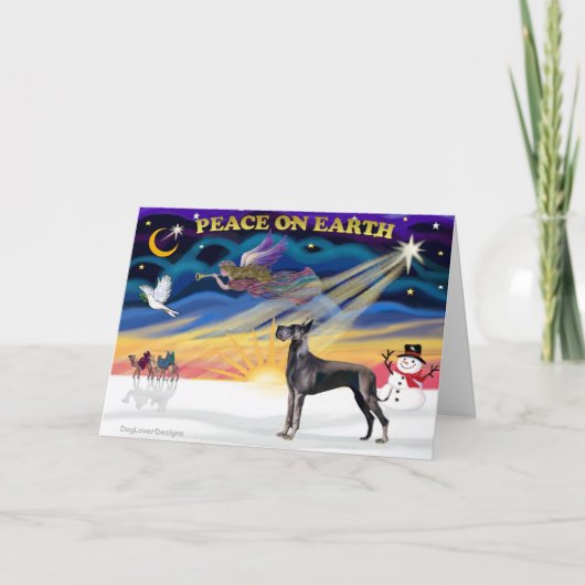 ブルー・グレートデーンのクリスマス日の出 シーズンカード (正面)