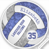 ブルー&グレーバレーボールwスクールマスコット名 シール (正面)