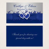 ブルー,グレーフローラ,ハート結婚式の引き出物ラベル (正面&裏面)