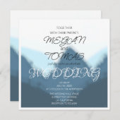 ブルー&グレーマウンテンズエレガントな結婚式 招待状 (正面/裏面)