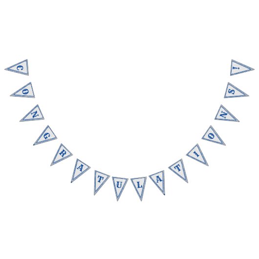 ブルー&グレーマーブルモノグラムの結婚式 バンティングフラッグ (全)