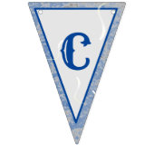 ブルー&グレーマーブルモノグラムの結婚式 バンティングフラッグ (第1の旗)