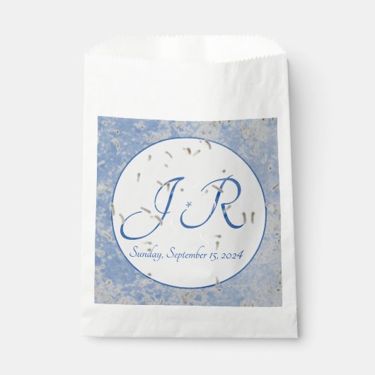 ブルー&グレーマーブル結婚式の引き出物バッグ フェイバーバッグ (正面)
