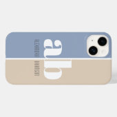 ブルー&グレーミニマリストモノグラム名&イニシャル Case-Mate iPhoneケース (裏面 (横))