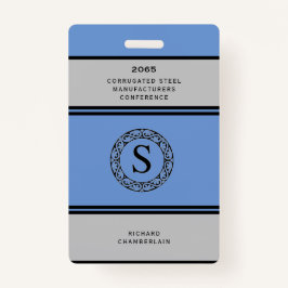 ブルー＆グレー カンファレンス バッジ ロゴ付き