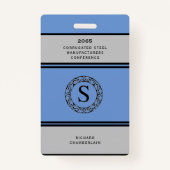 ブルー＆グレー カンファレンス バッジ ロゴ付き (裏面)