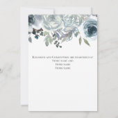 ブルー グレー グリーン エレガント フラワーのカップル ウェディング 招待状 (裏面)
