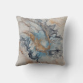 ブルー，グレー，ブロンズ，クリーム抽象芸術 モダン クッション (裏面)