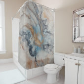 ブルー，グレー，ブロンズ，クリーム抽象芸術 モダン シャワーカーテン (インサイチュ)