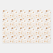 ブルー グレー ベージュ ブラウン ワイルドフラワーズ ボヘミアンバースデー ラッピングペーパーシート (正面2)