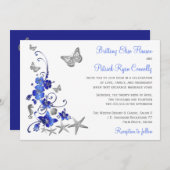 ブルー,グレー,ホワイトトロピカルビーチ結婚式招待状 招待状 (正面/裏面)