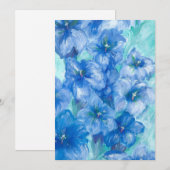 ブルー・ゲンチアナ・ワイルドフラワー・ペインティング 招待状 (正面/裏面)