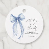 ブルー コケッタ ボウ ブライダル シャワー サンクス フェイバータグ (正面)