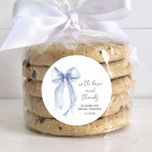 ブルー コケッタ ボウ ブライダル シャワー サンクス ラウンドシール