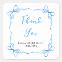 ブルー コケッタ リボン ブライダル シャワー サンクス