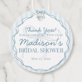 ブルー コケッテ ボウ パステル ストライプ  ブライズ シャワー フェイバータグ