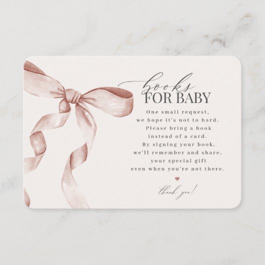 ブルー コケッテ ボウ ブックス フォー ベイビー 招待状挿入 エンクロージャーカード (正面)