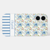 ブルー コケットボウズ フラワーズ モノグラム Case-Mate iPhoneケース (裏面 (横))
