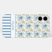 ブルー コケットボウズ フラワーズ モノグラム  Case-Mate iPhoneケース (裏面 (横))