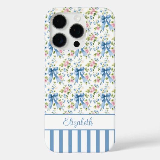 ブルー コケットボウズ フラワーズ モノグラム  Case-Mate iPhoneケース (裏面)