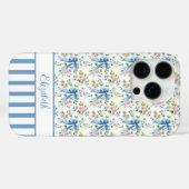 ブルー コケットボウズ フラワーズ モノグラム  Case-Mate iPhoneケース (裏面 (横))