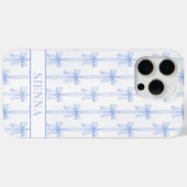 ブルー コケット ボウ ストライプ モノグラム Case-Mate iPhoneケース (裏面 (横))
