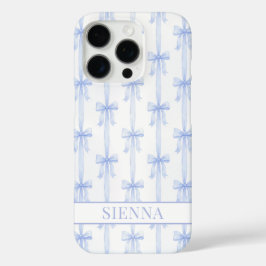 ブルー コケット ボウ ストライプ モノグラム iPhone 16 PROケース