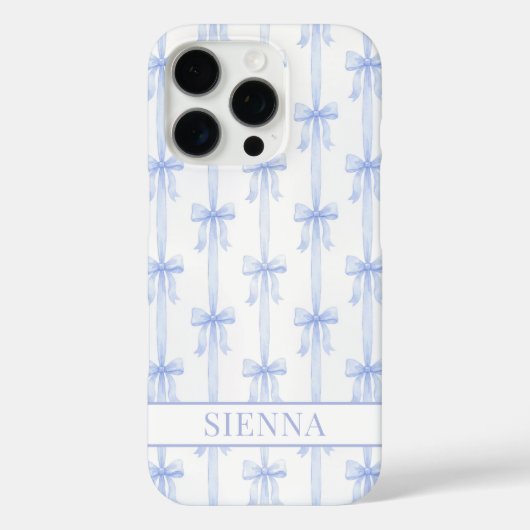 ブルー コケット ボウ ストライプ モノグラム Case-Mate iPhoneケース (裏面)