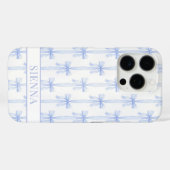 ブルー コケット ボウ ストライプ モノグラム Case-Mate iPhoneケース (裏面 (横))