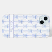 ブルー コケット ボウ ストライプ モノグラム Case-Mate iPhoneケース (裏面 (横))