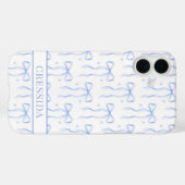 ブルー コケット ボウ モノグラム Case-Mate iPhoneケース (裏面 (横))