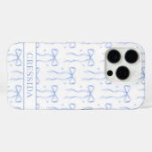 ブルー コケット ボウ モノグラム Case-Mate iPhoneケース (裏面 (横))