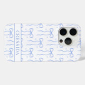 ブルー コケット ボウ モノグラム Case-Mate iPhoneケース (裏面 (横))