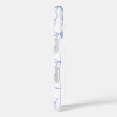 ブルー コケット リボン モノグラム Case-Mate iPhoneケース (裏面 / 右)
