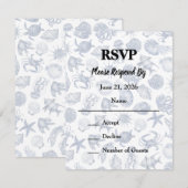 ブルー・コースト・ウェディング・レスポンス・カード 出欠カード (正面/裏面)