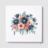 ブルー&コーラルウォーターカラーブーケ結婚ーズ ゲストブック (裏面)