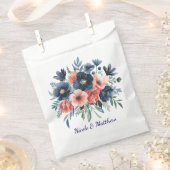 ブルー&コーラルウォーターカラーブーケ結婚ーズ フェイバーバッグ (クリップ留めされた状態)