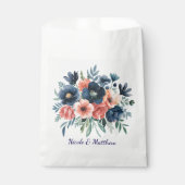 ブルー&コーラルウォーターカラーブーケ結婚ーズ フェイバーバッグ (正面)