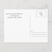 ブルー&コーラルピンクフローラ結婚式の日付を保存 案内ポストカード (裏面)